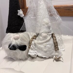 Black and White Gnome Couple Decor
